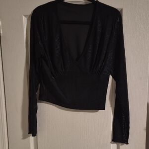 Chic Black V-Neck Women's Blouse